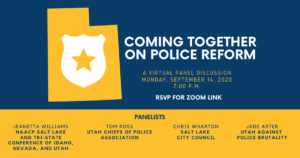 Community Groups Present Virtual Panel "Coming Together on Police Reform" @ Zoom Virtual Event - http://bit.ly/ut-reform-together